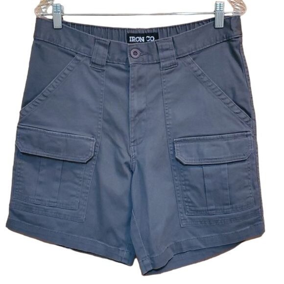 IRON CO 32 GREY CARGO SHORTS - Picture 1 of 4